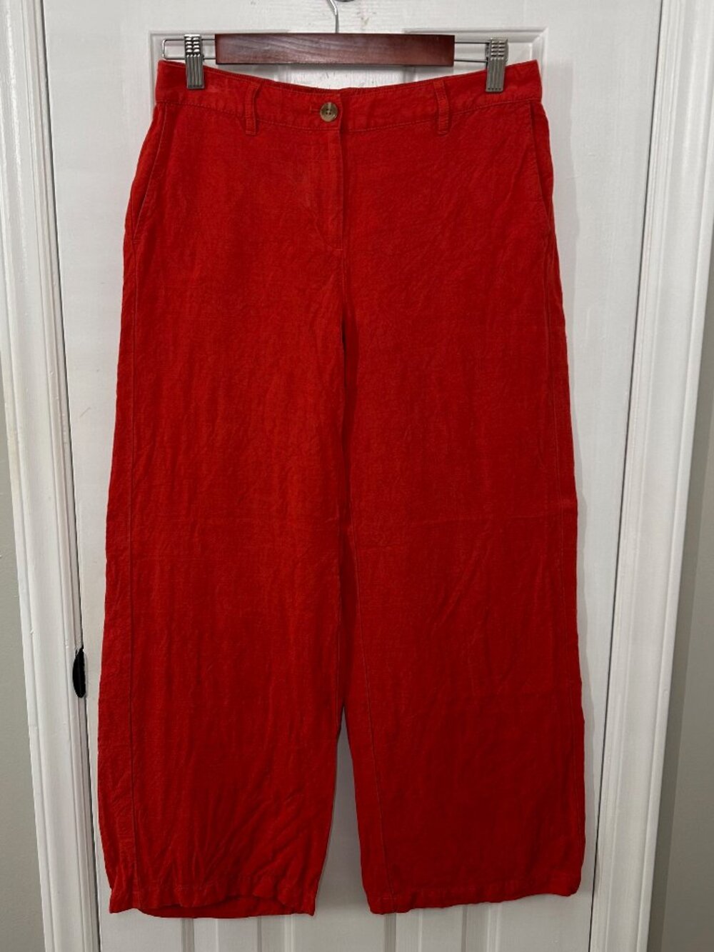 J Jill Size 4 Linen Blend Coral Wide Leg Pants